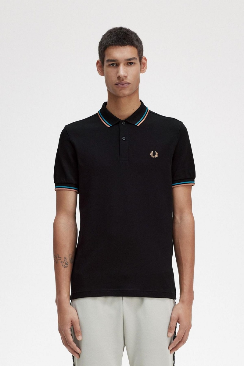 Polos Fred Perry M3600 Homme Noir Bleu Noir | ZFRMJ34075