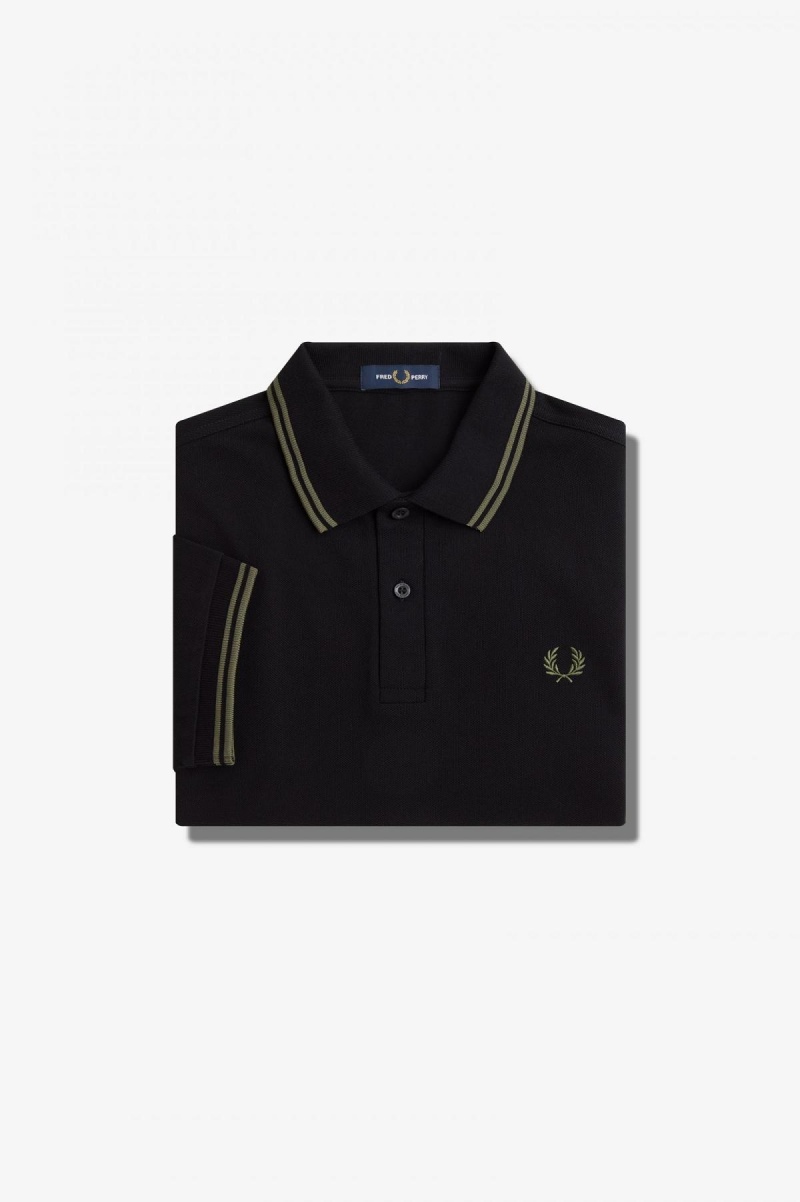 Polos Fred Perry M3600 Homme Noir Vert Vert | BFRSO70451