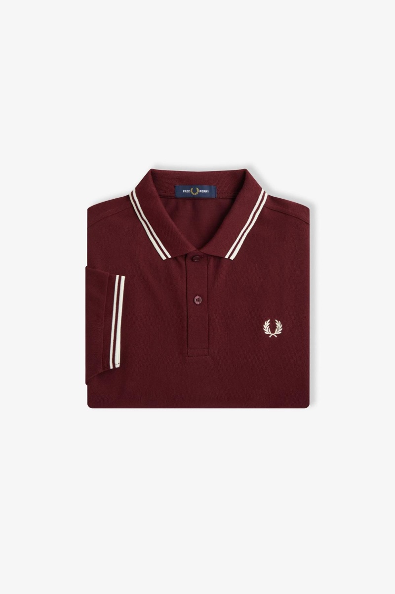 Polos Fred Perry M3600 Homme Oxblood / Ecru / Ecru | EFRHC84396