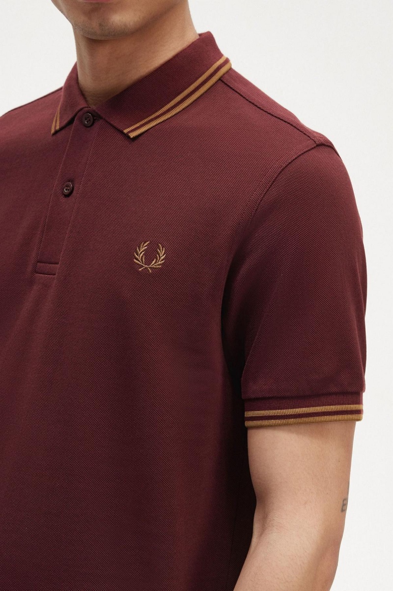 Polos Fred Perry M3600 Homme Oxblood / Shaded Stone / Shaded Stone | LFRSX81164