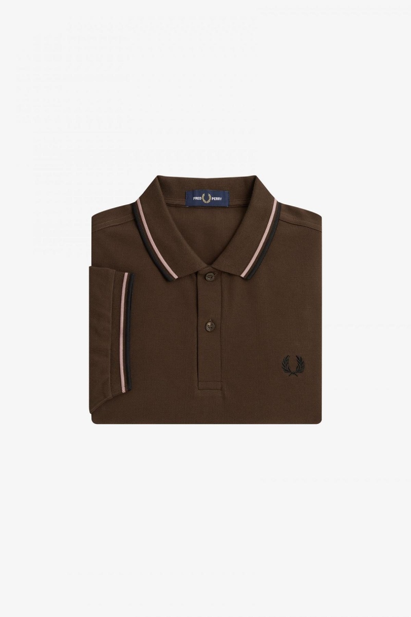 Polos Fred Perry M3600 Homme Rose Foncé Noir | FRQAV30439