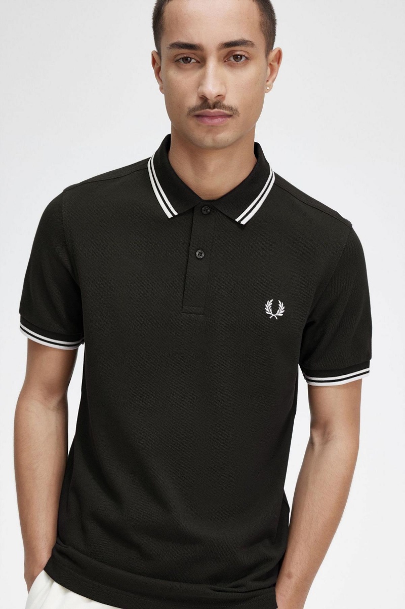 Polos Fred Perry M3600 Homme Vert Blanche Blanche | TFRWZ42076