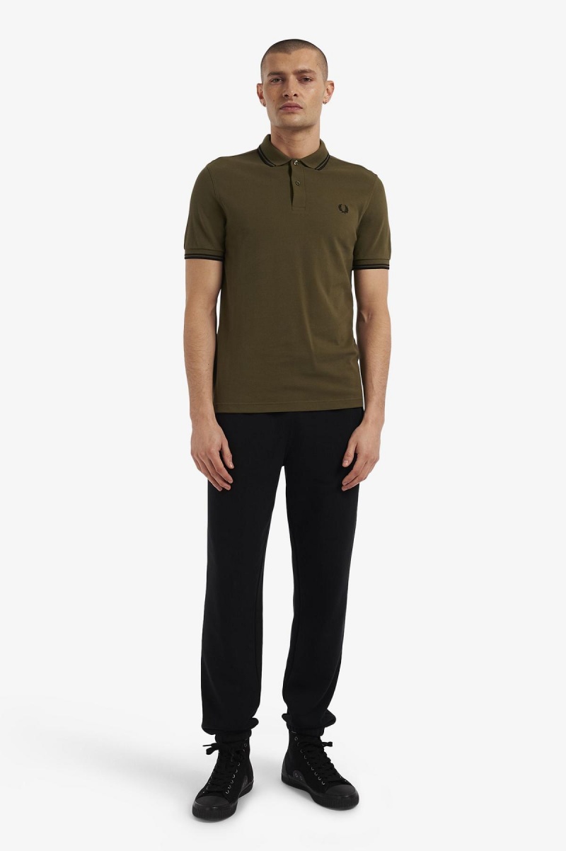 Polos Fred Perry M3600 Homme Vert Noir Noir | DFRVO64133