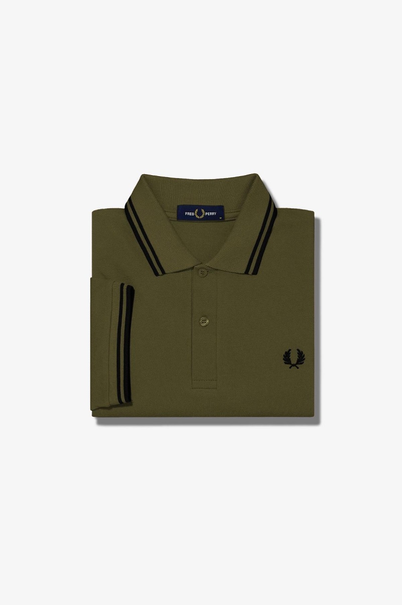 Polos Fred Perry M3600 Homme Vert Noir Noir | DFRVO64133