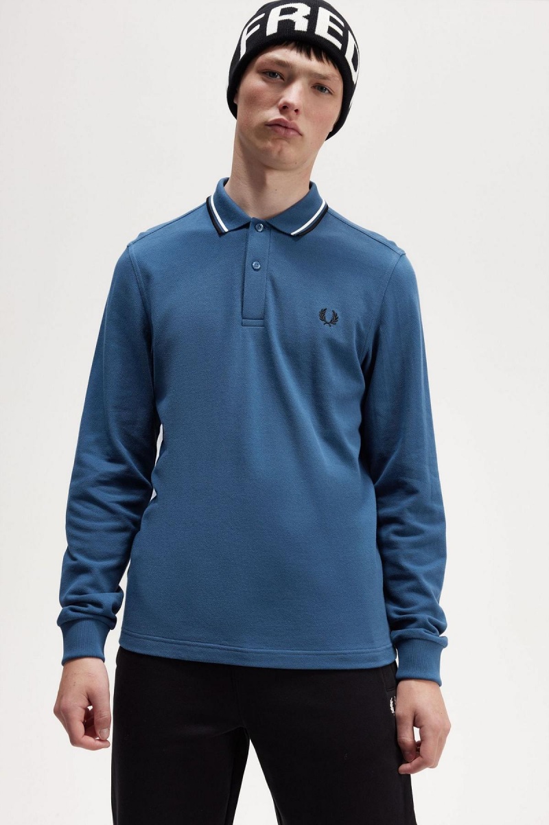 Polos Fred Perry M3636 Homme Bleu Blanche Noir | FRZPD14566