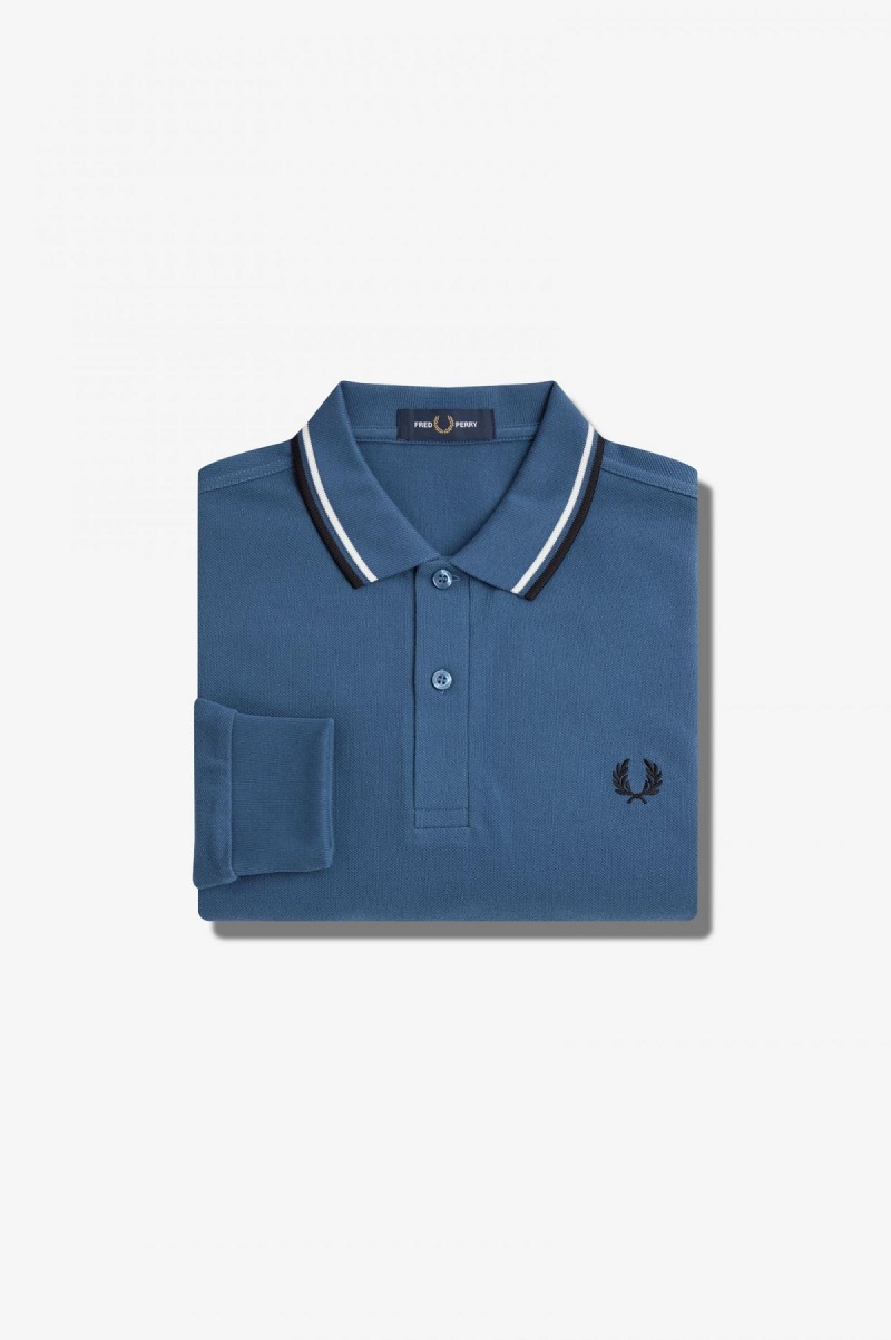 Polos Fred Perry M3636 Homme Bleu Blanche Noir | FRZPD14566