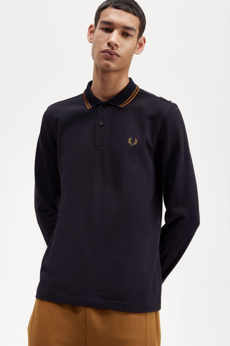 Polos Fred Perry M3636 Homme Bleu Marine Noir Noir | BFRSD89836