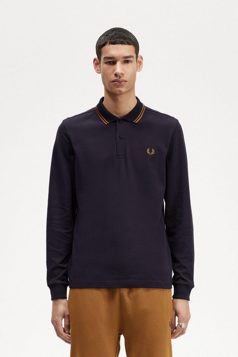 Polos Fred Perry M3636 Homme Bleu Marine Noir Noir | BFRSD89836