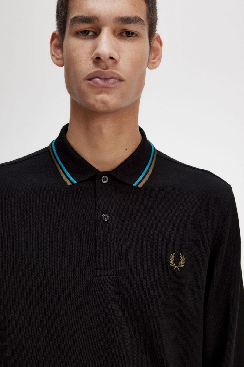 Polos Fred Perry M3636 Homme Noir Bleu Vert | BFRSD77605