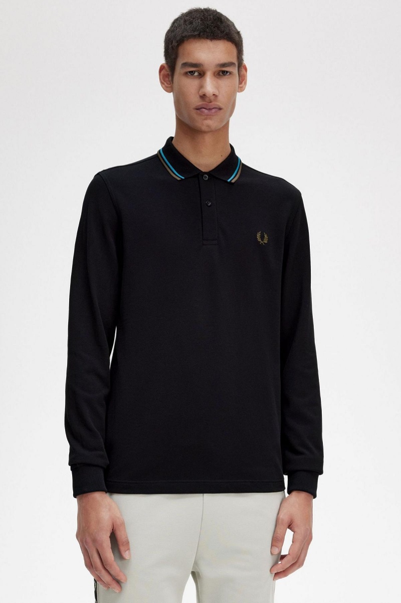 Polos Fred Perry M3636 Homme Noir Bleu Vert | BFRSD77605