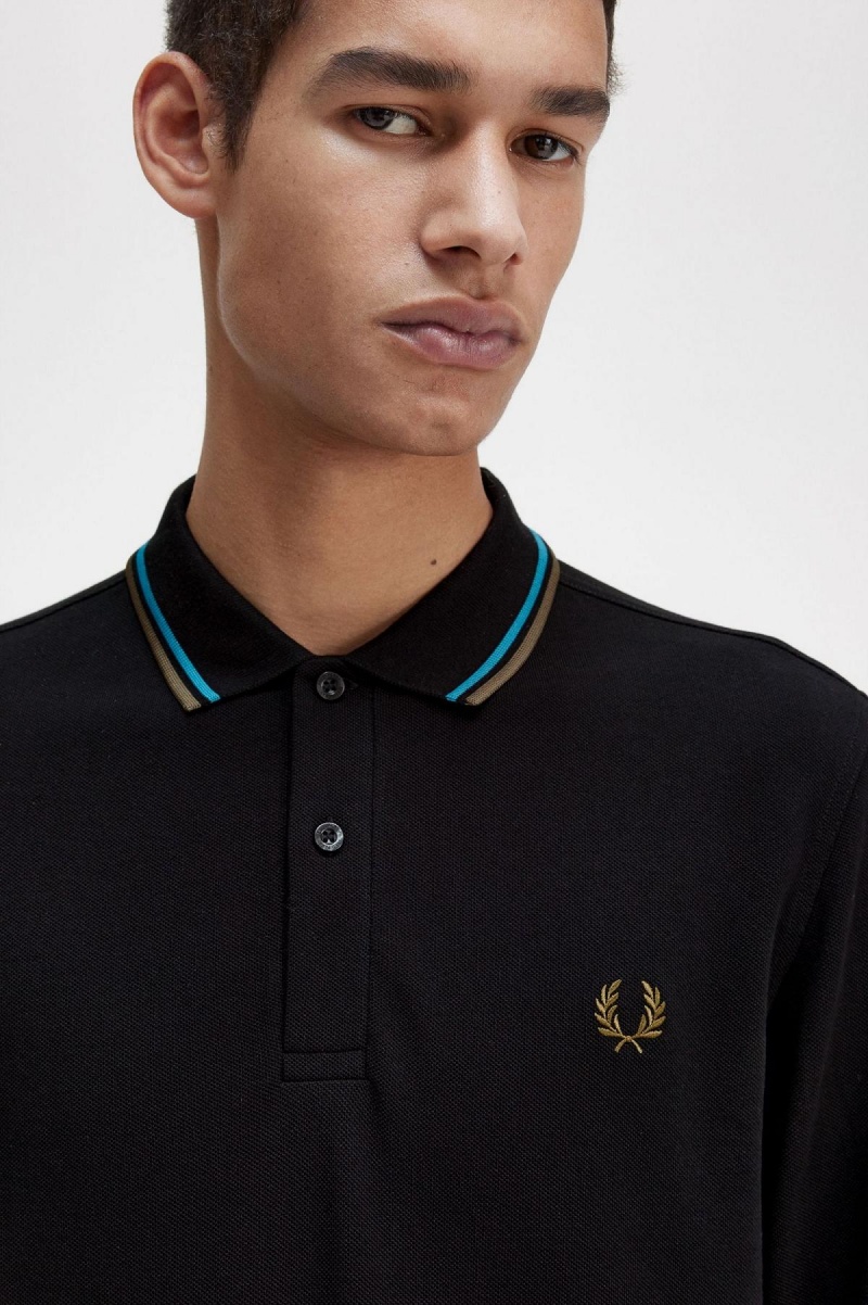 Polos Fred Perry M3636 Homme Noir Bleu Vert | BFRSD77605