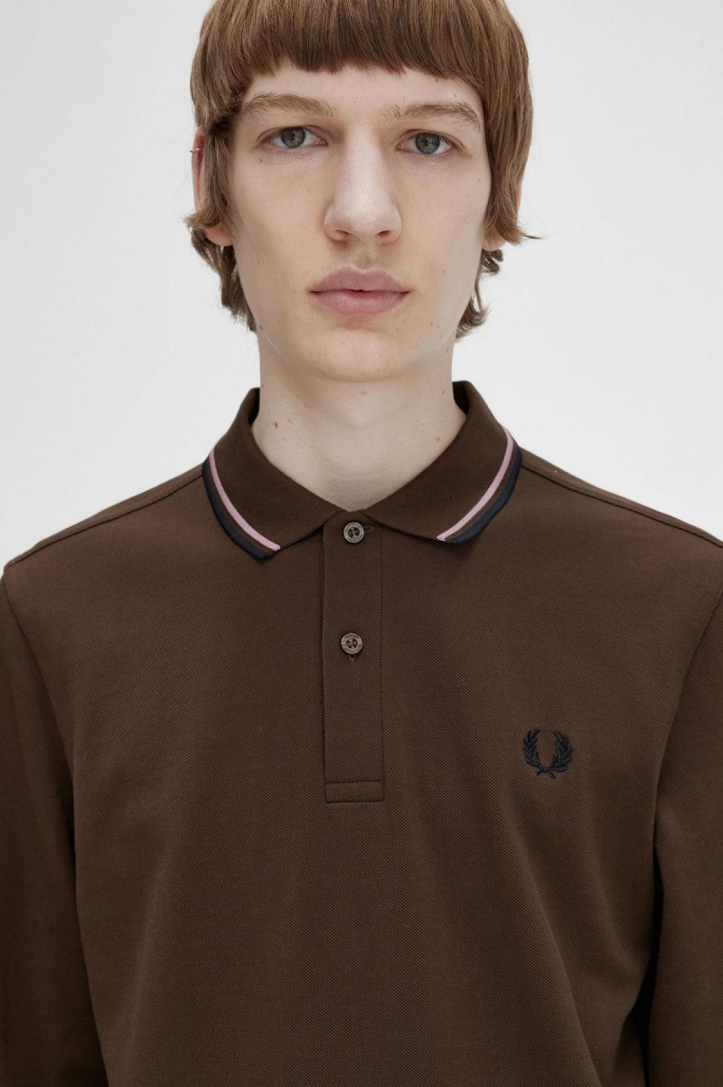 Polos Fred Perry M3636 Homme Rose Foncé Noir | FRQCS89114