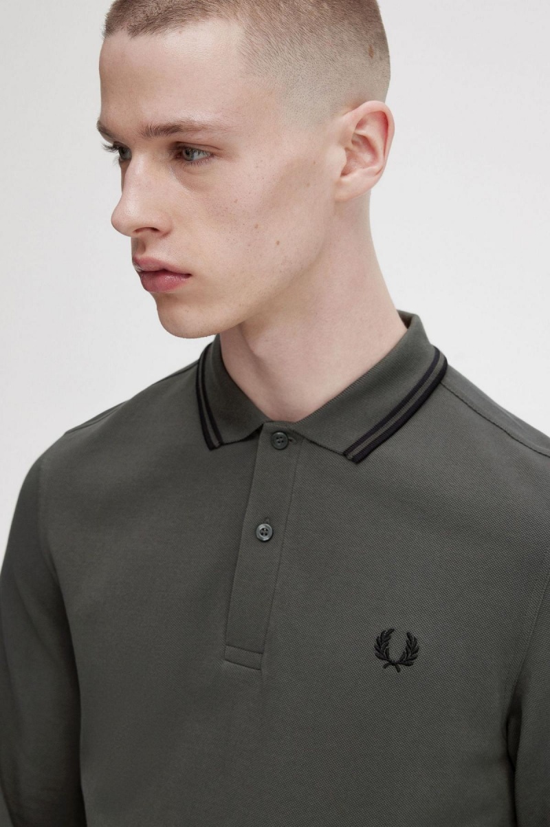 Polos Fred Perry M3636 Homme Vert Noir Noir | FRCVG28415