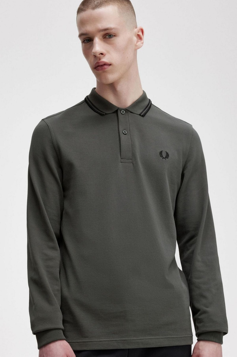 Polos Fred Perry M3636 Homme Vert Noir Noir | FRCVG28415