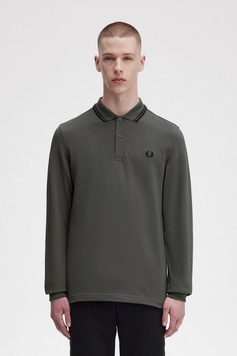 Polos Fred Perry M3636 Homme Vert Noir Noir | FRCVG28415