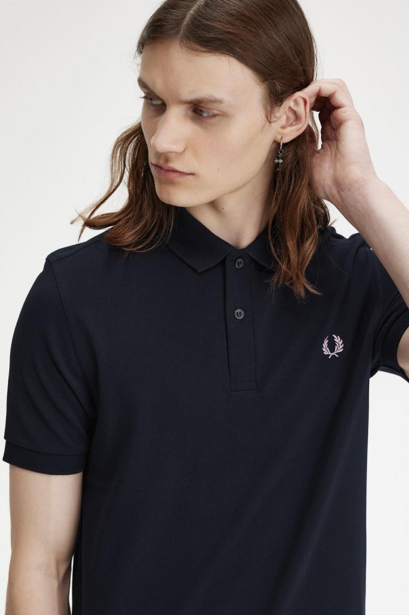 Polos Fred Perry M6000 Homme Bleu Marine Rose Foncé | XFRBH77847