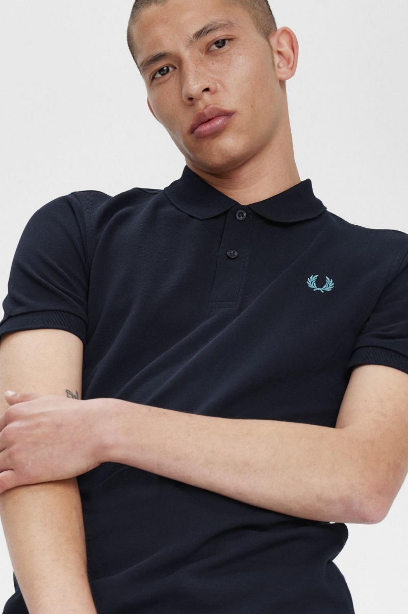 Polos Fred Perry M6000 Homme Bleu Marine Menthe Foncé | FRZDE45307