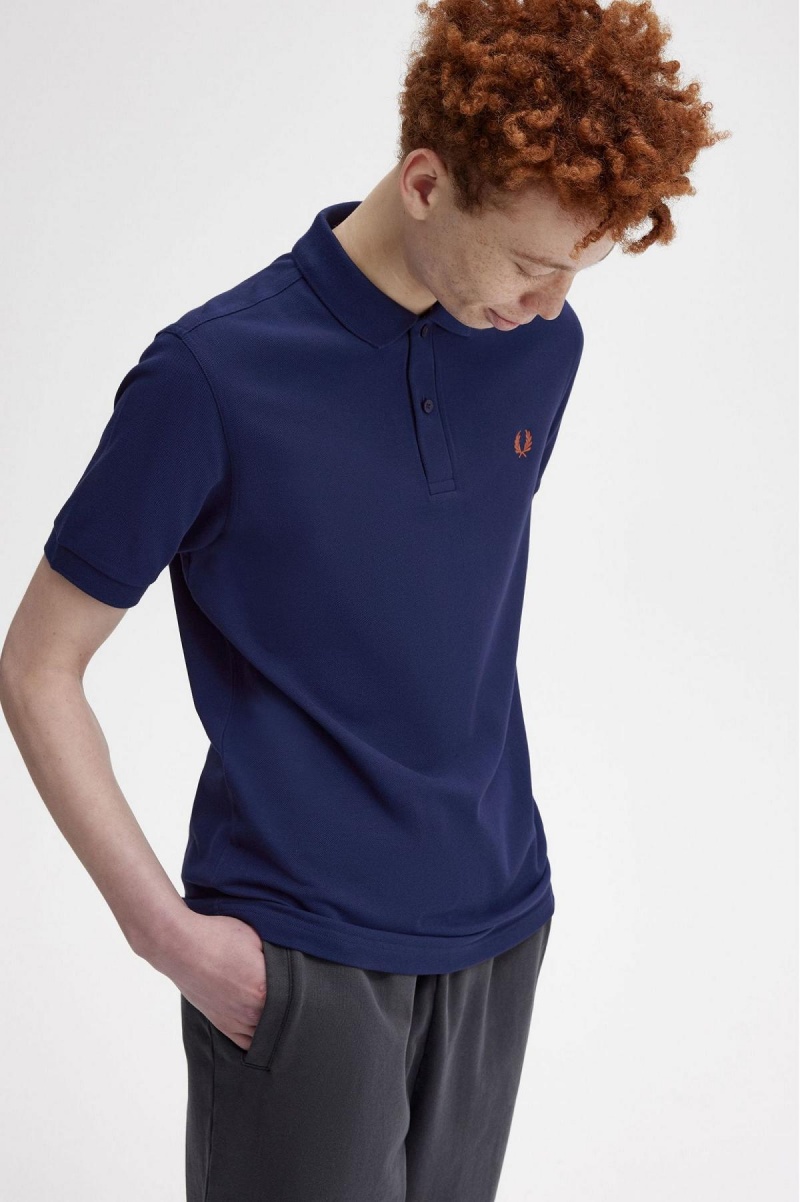 Polos Fred Perry M6000 Homme Bleu Marine Marron | BFRSD93189