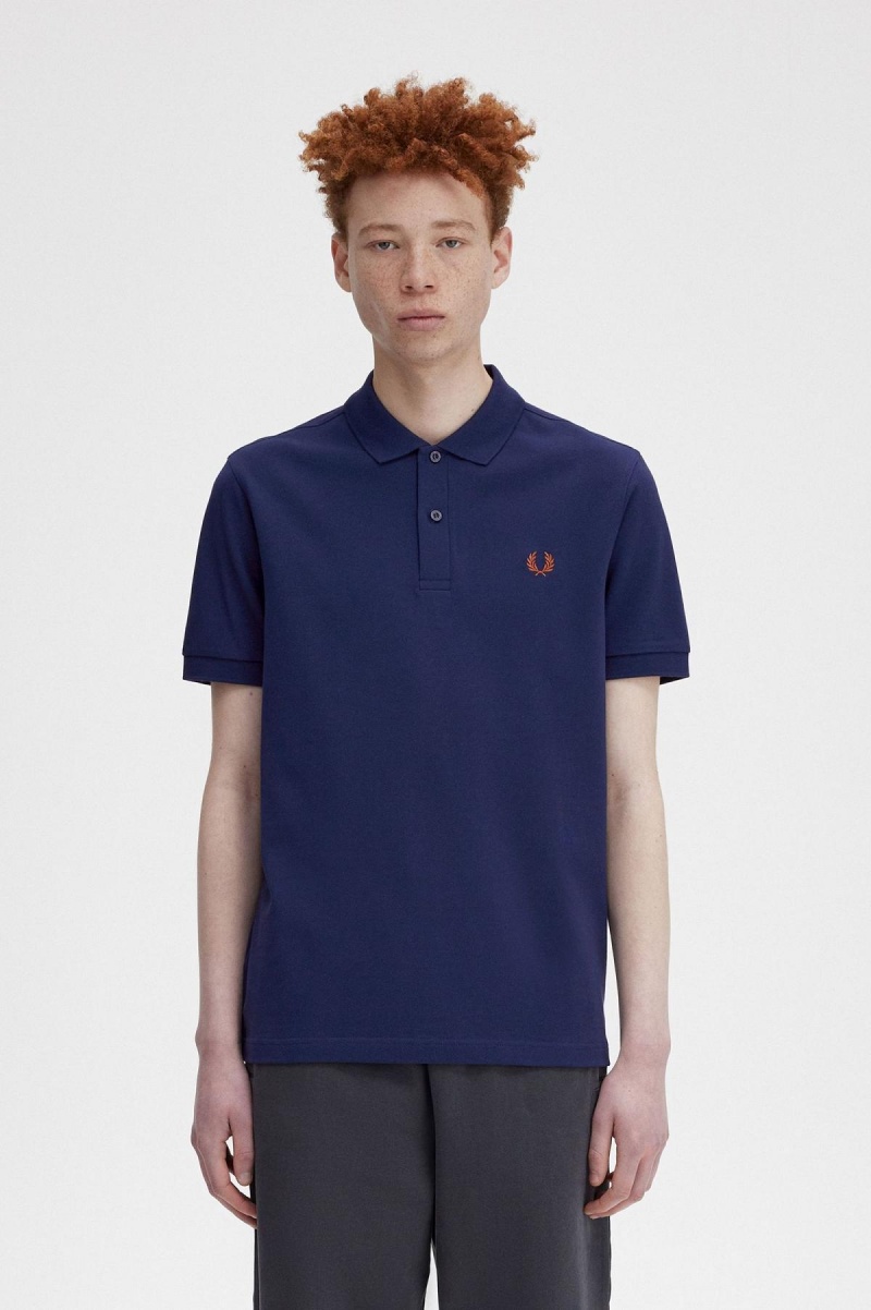 Polos Fred Perry M6000 Homme Bleu Marine Marron | BFRSD93189