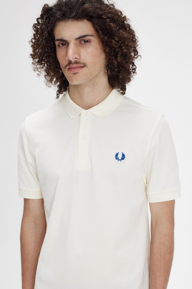 Polos Fred Perry M6000 Homme Ecru / Shaded Cobalt | ZFRNQ73495