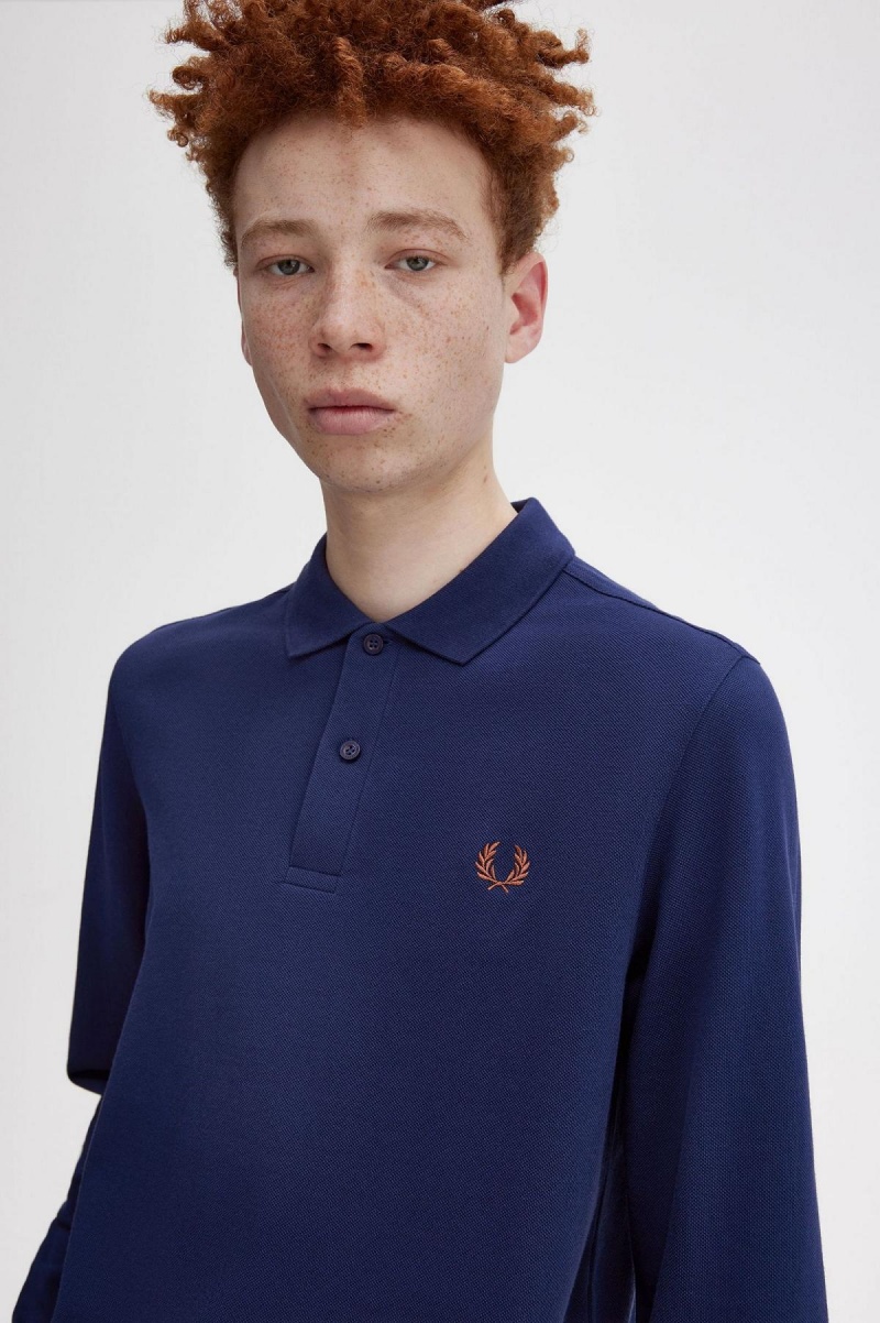 Polos Fred Perry M6006 Homme Bleu Marine Marron | SFRNY88596