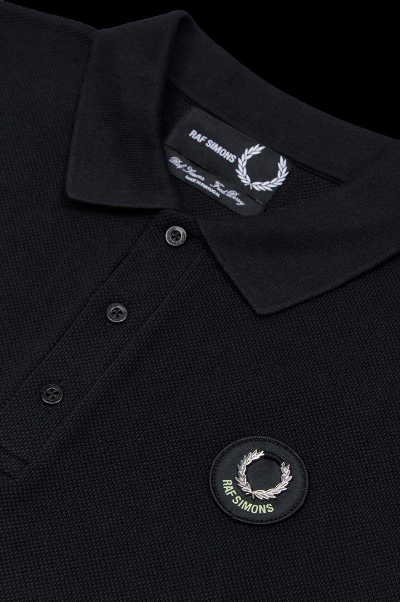 Polos Fred Perry Oversized Printed Polo Shirt Homme Noir | UFRND16315