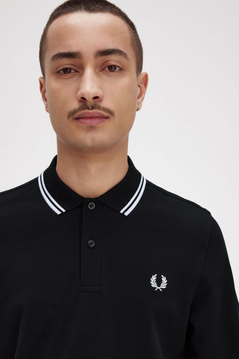 Polos Fred Perry Rave Graphique Long Sleeve Fred Perry Shirt Homme Noir | LFRTR22523