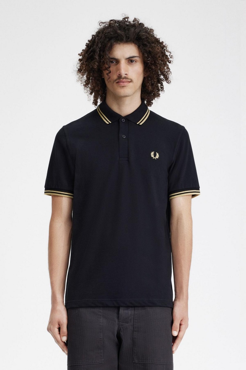 Polos Fred Perry Shanghai M12 Homme Noir | UFRTG92126