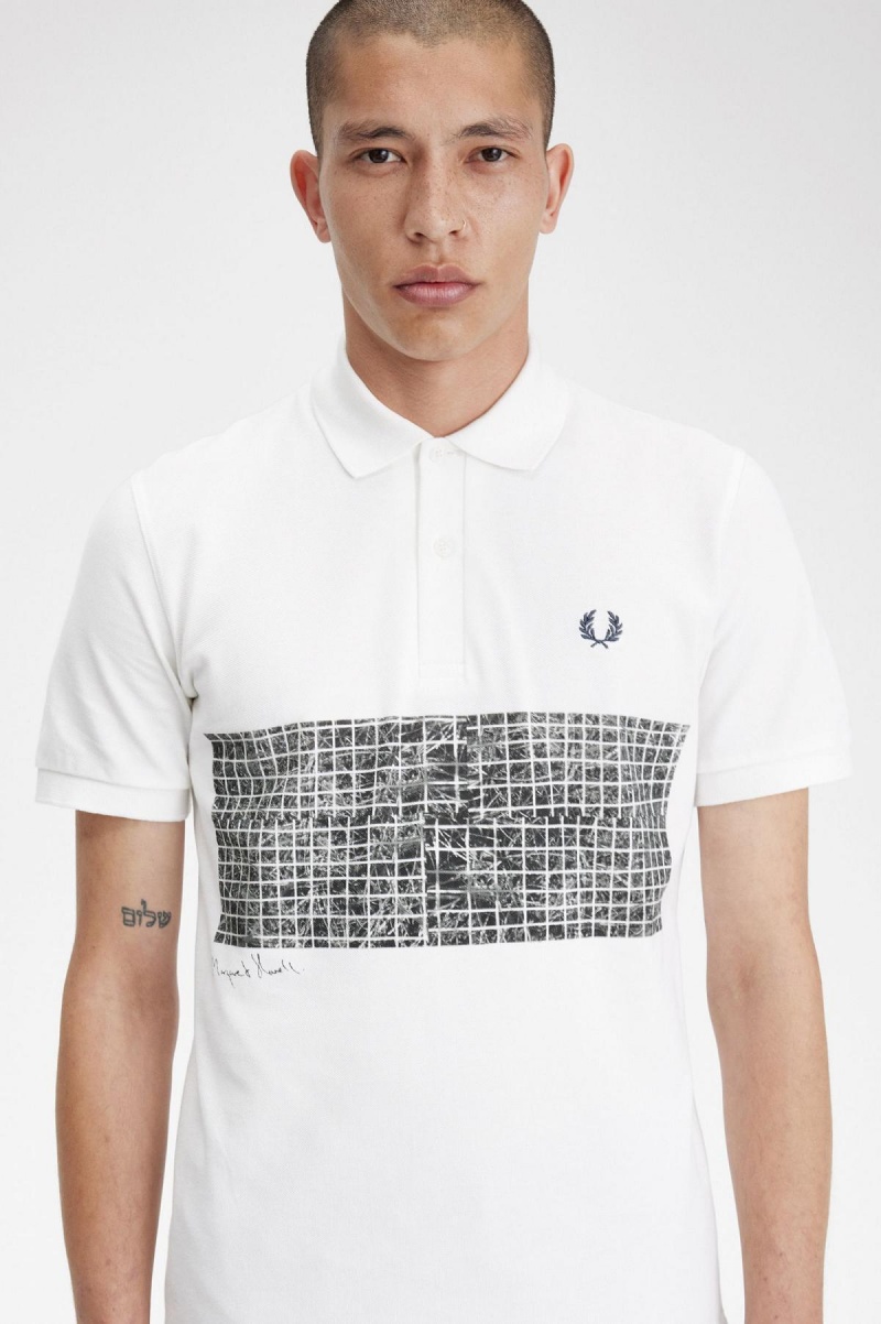 Polos Fred Perry Tennis Print Fred Perry Shirt Homme Blanche | GFRUC78424