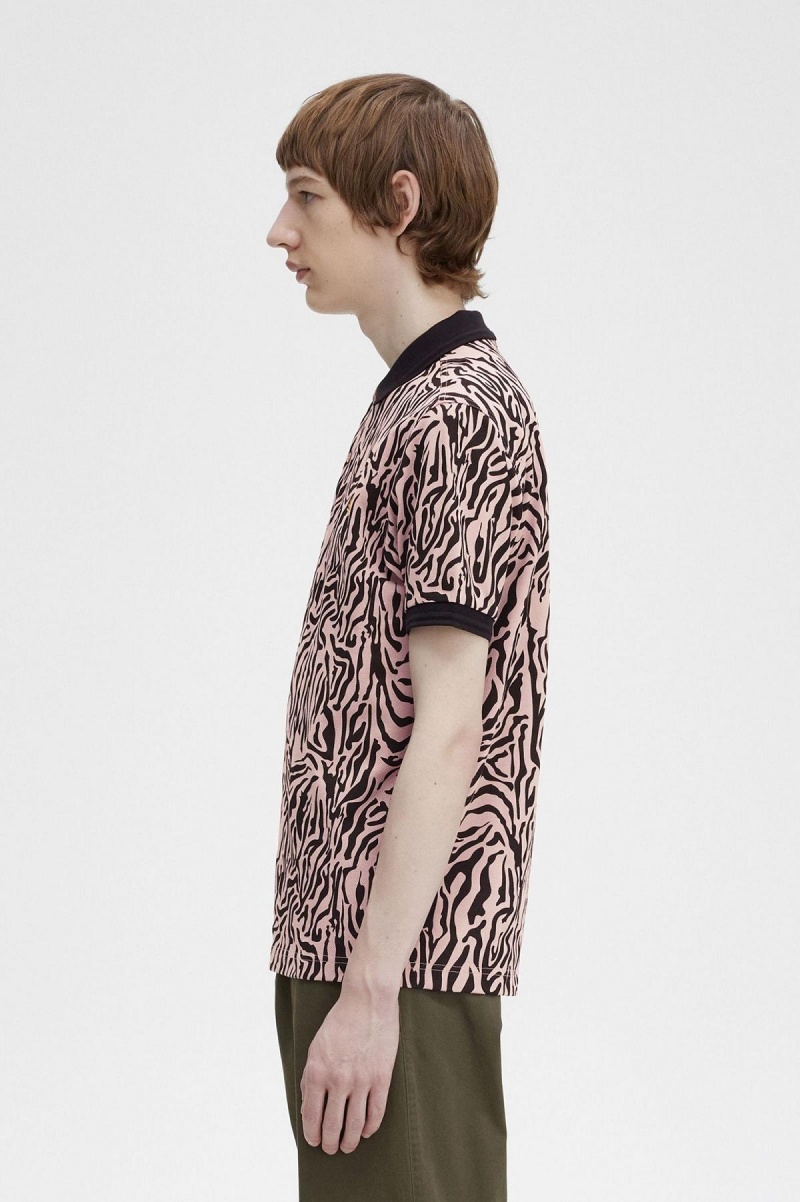 Polos Fred Perry Zebra Print Fred Perry Shirt Homme Rose Rose | FRJVR66157