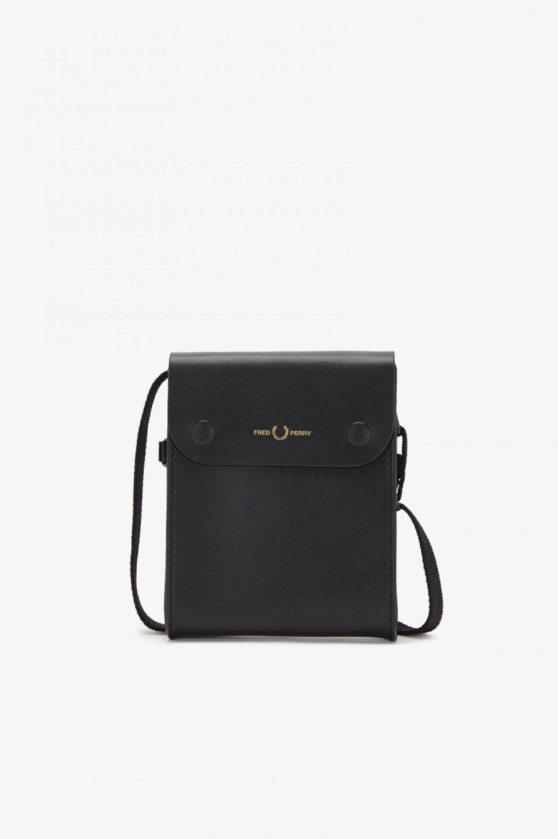 Sac Fred Perry Burnished Cuir Pouch Accessories Noir | AFRWC96602