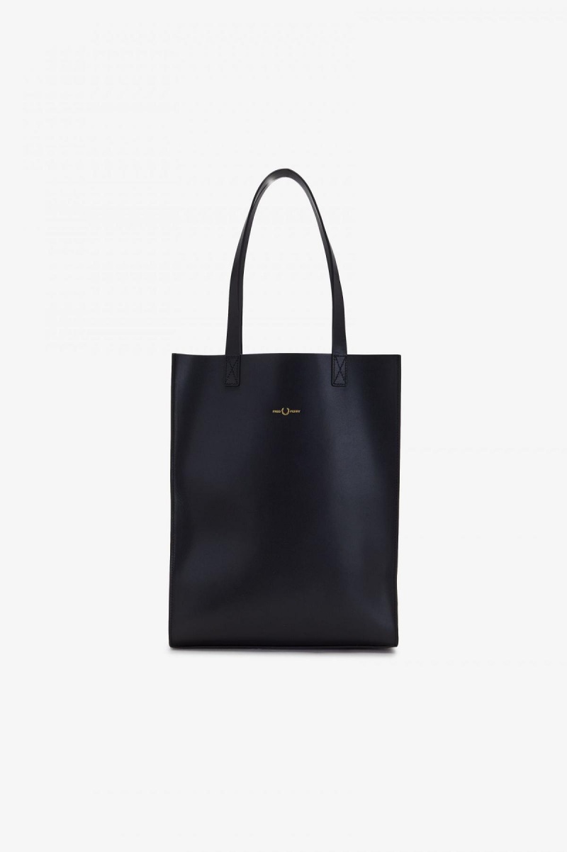 Sac Fred Perry Burnished Cuir Tote Accessories Noir | YFRGT29765