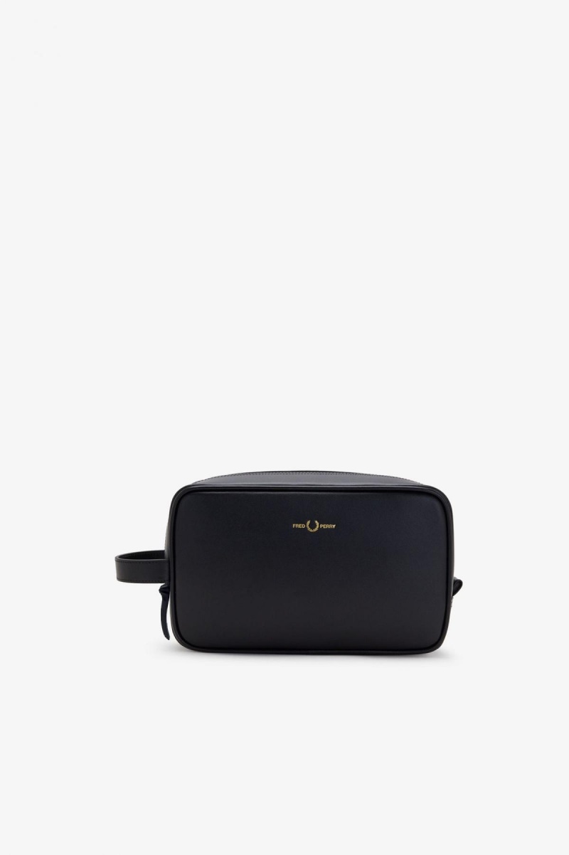 Sac Fred Perry Burnished Cuir Washbag Accessories Noir | FRJKU12879