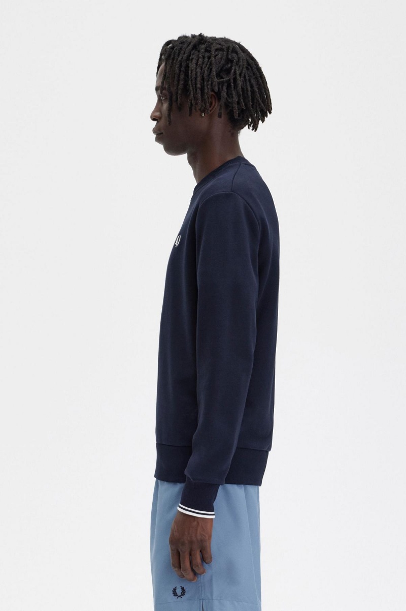 Survêtement Fred Perry Crew Neck Sweatshirt Homme Bleu Marine | FRJKU95281