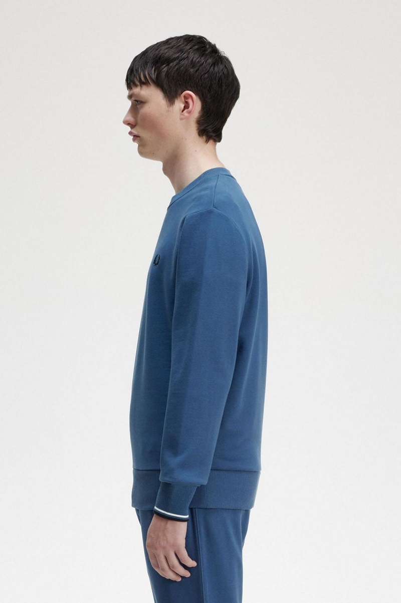 Survêtement Fred Perry Crew Neck Sweatshirt Homme Bleu | FRDYB93216