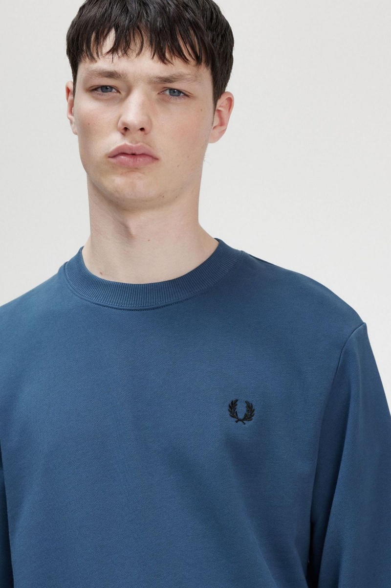 Survêtement Fred Perry Crew Neck Sweatshirt Homme Bleu | FRDYB93216