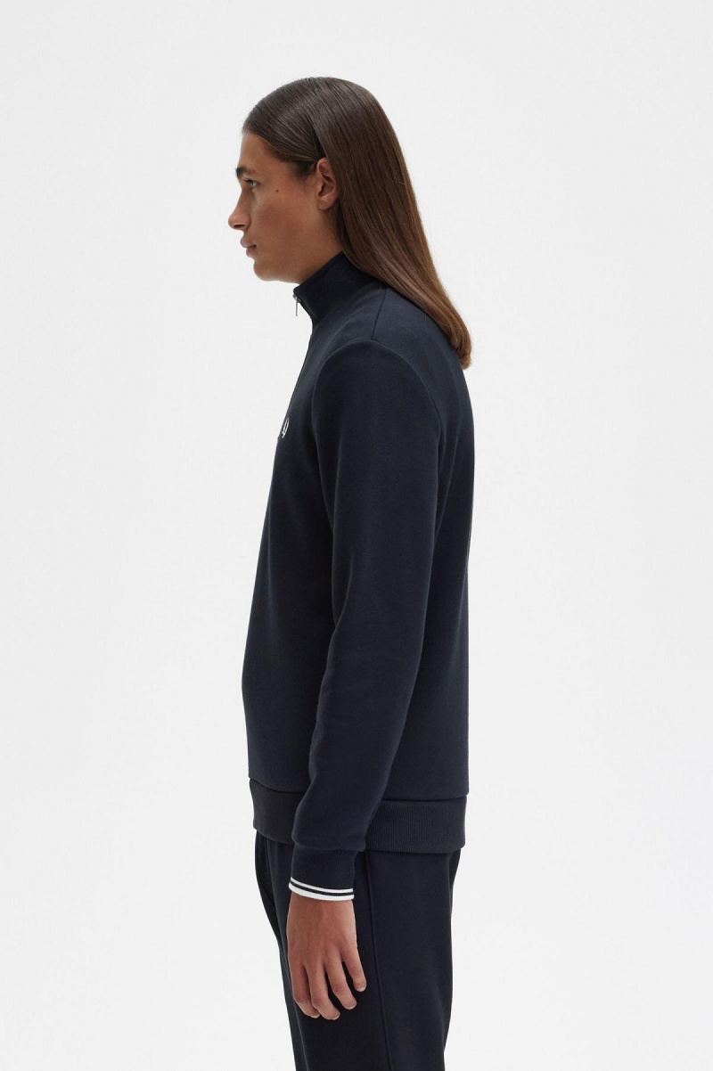 Survêtement Fred Perry Half Zip Sweatshirt Homme Noir | TFRWZ94412