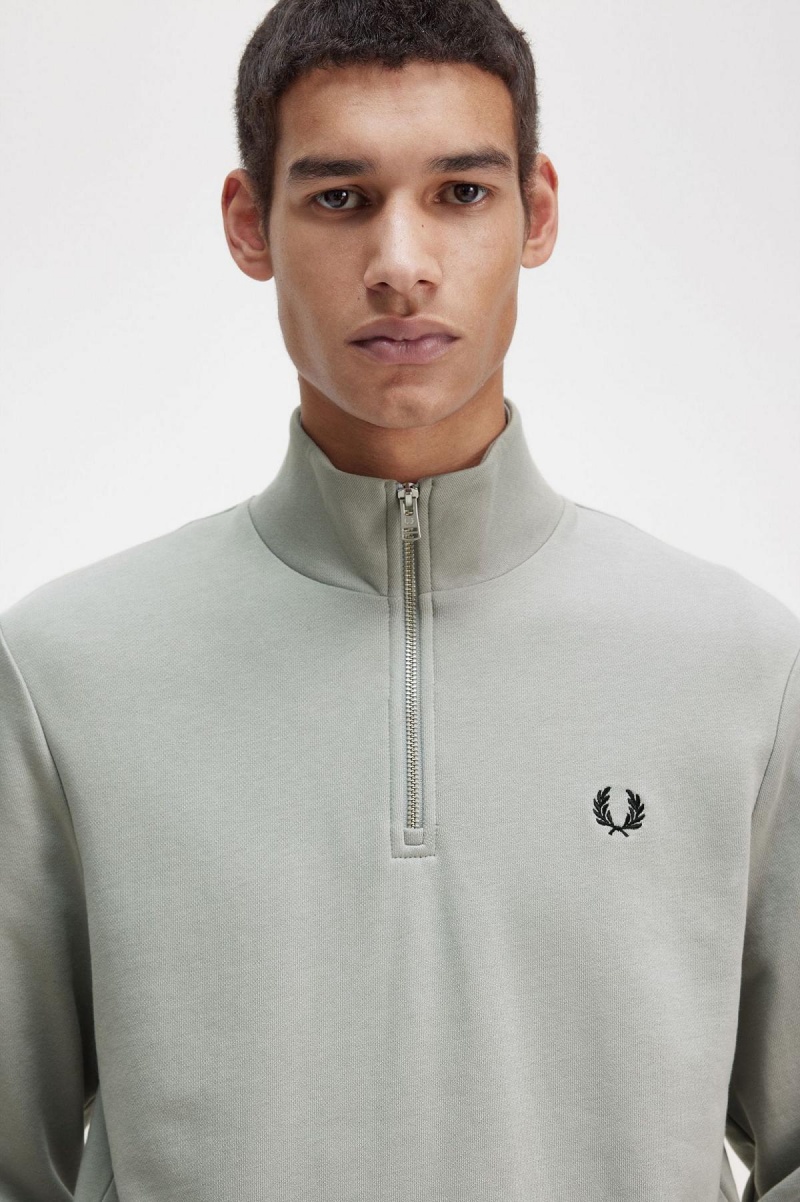 Survêtement Fred Perry Half Zip Sweatshirt Homme Limestone | PFRER41028