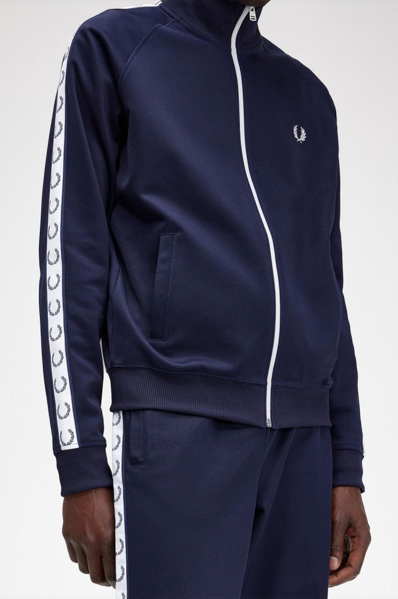 Survêtement Fred Perry Taped Piste Jacket Homme Bleu | QFRUV85161