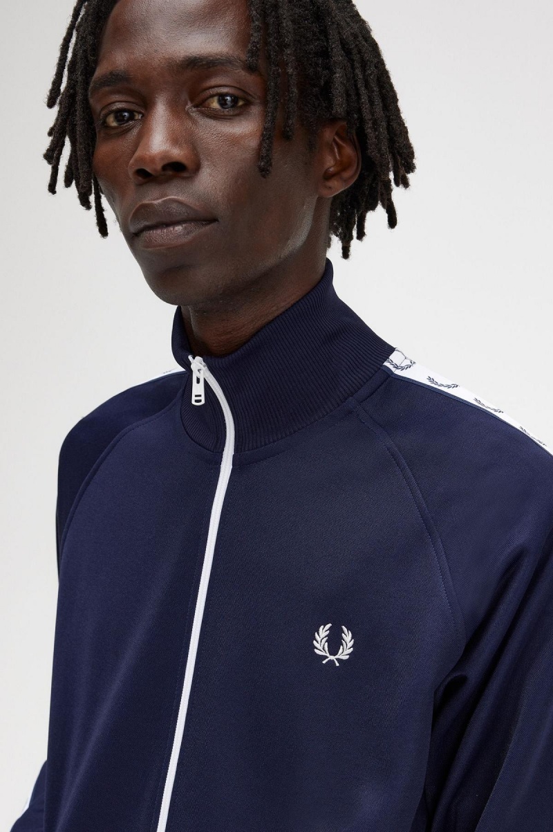 Survêtement Fred Perry Taped Piste Jacket Homme Bleu | QFRUV85161