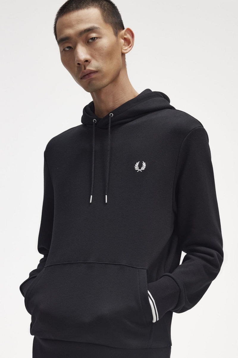 Survêtement Fred Perry Tipped Encapuchonné Sweatshirt Homme Noir | FRIIZ37444