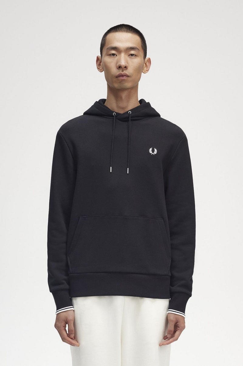 Survêtement Fred Perry Tipped Encapuchonné Sweatshirt Homme Noir | FRIIZ37444