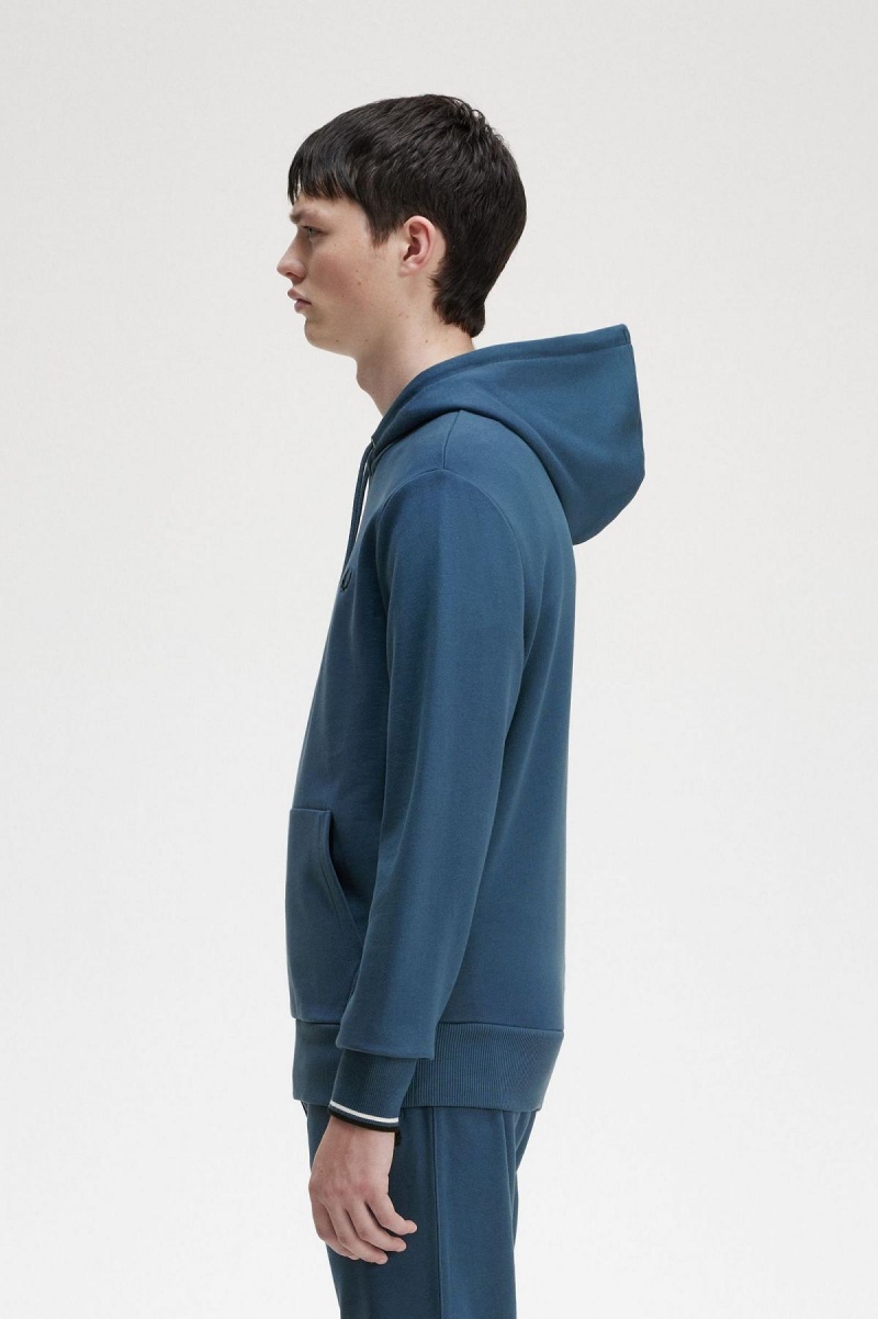 Survêtement Fred Perry Tipped Encapuchonné Sweatshirt Homme Bleu | DFRVO45465