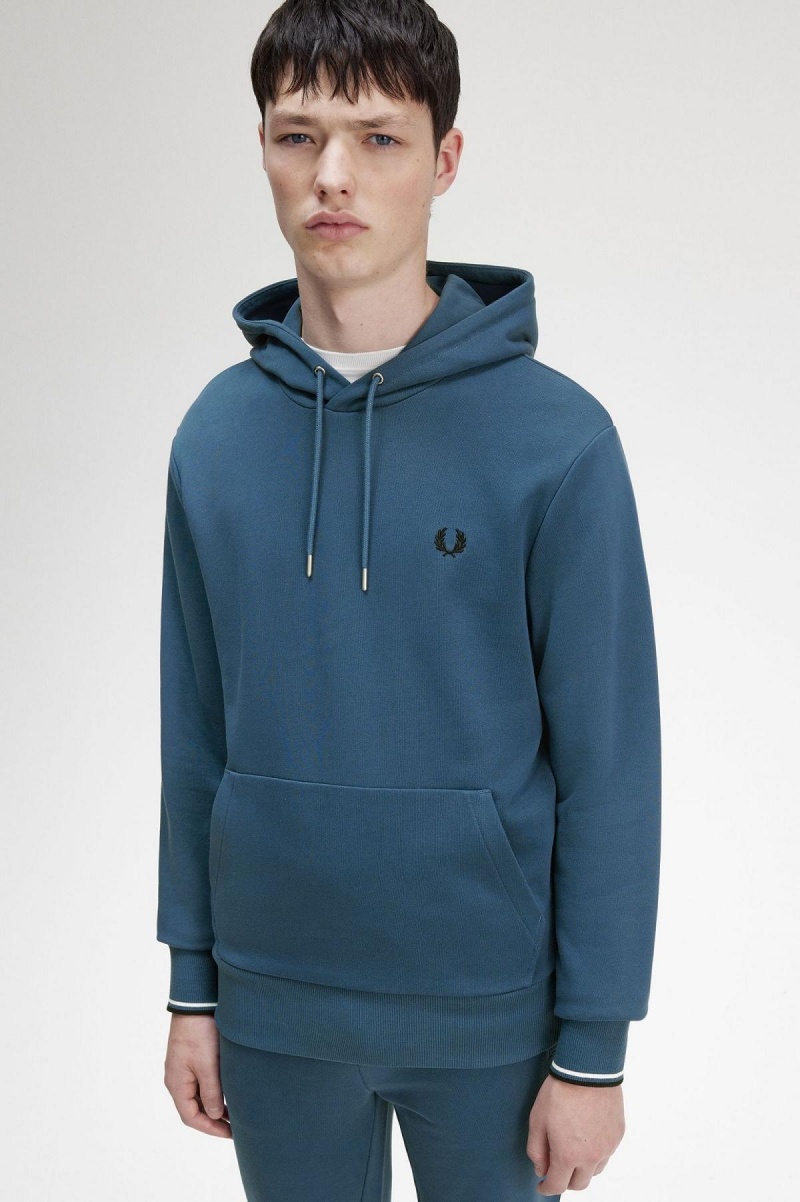 Survêtement Fred Perry Tipped Encapuchonné Sweatshirt Homme Bleu | DFRVO45465