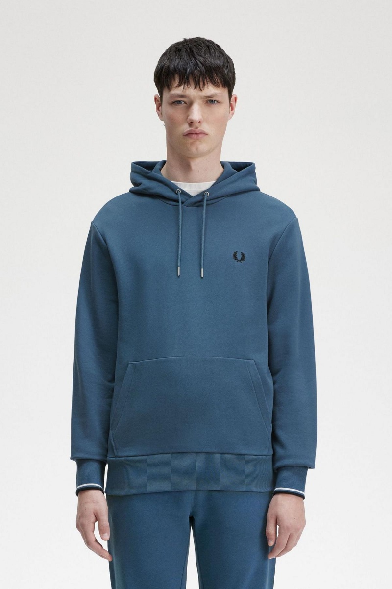 Survêtement Fred Perry Tipped Encapuchonné Sweatshirt Homme Bleu | DFRVO45465