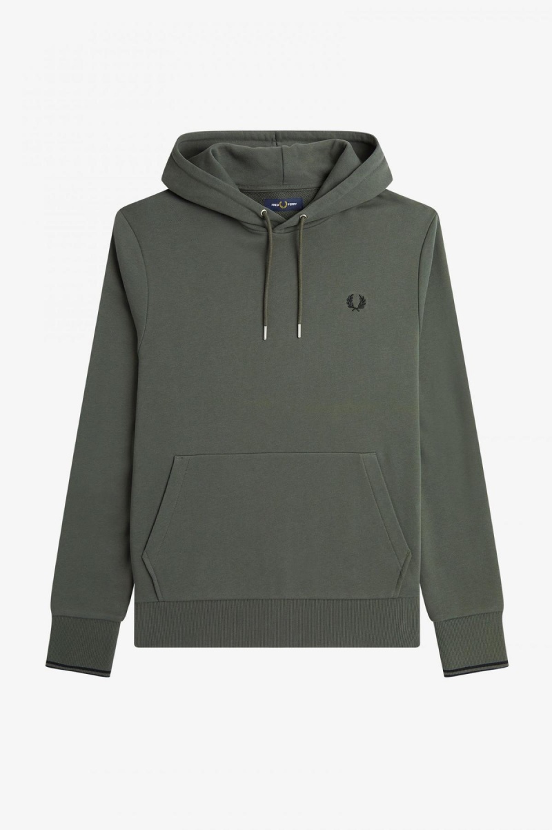 Survêtement Fred Perry Tipped Encapuchonné Sweatshirt Homme Vert | FRQCS11104