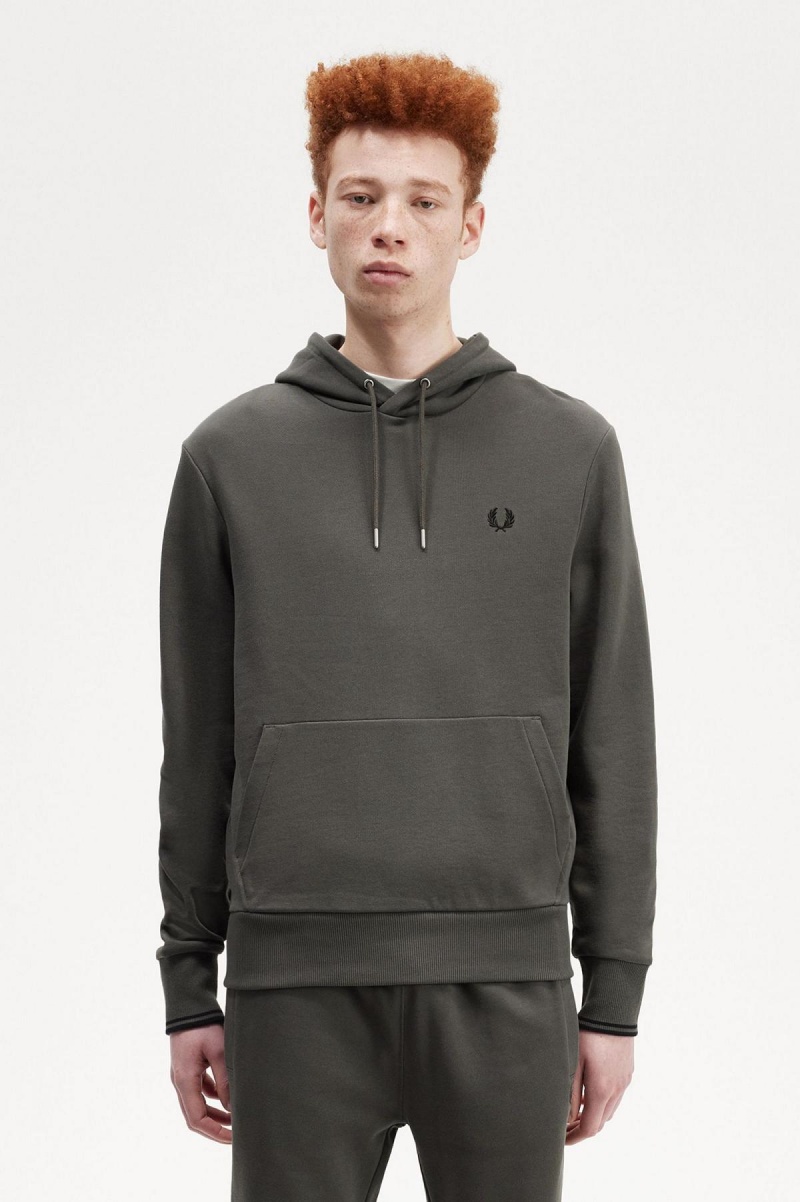 Survêtement Fred Perry Tipped Encapuchonné Sweatshirt Homme Vert | FRQCS11104