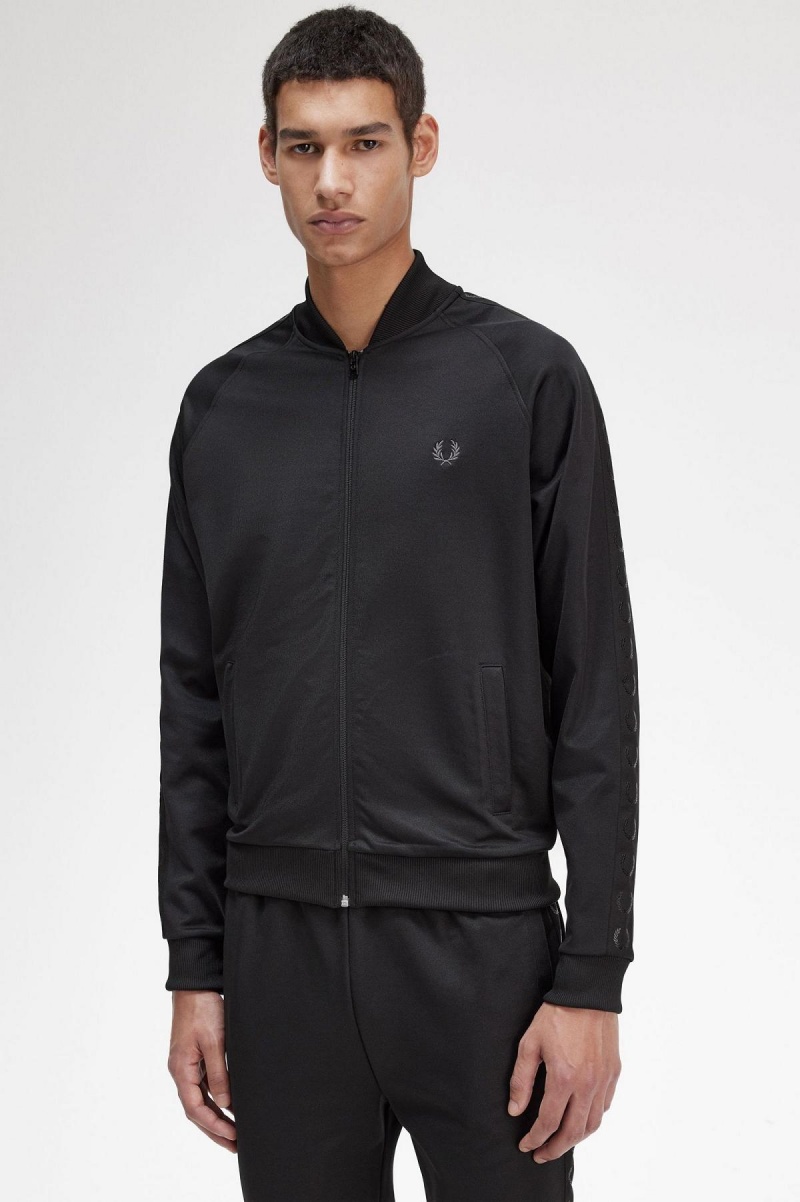 Survêtement Fred Perry Tonal Tape Piste Jacket Homme Noir | GFREC44414