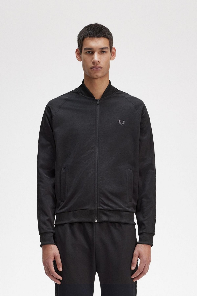 Survêtement Fred Perry Tonal Tape Piste Jacket Homme Noir | GFREC44414