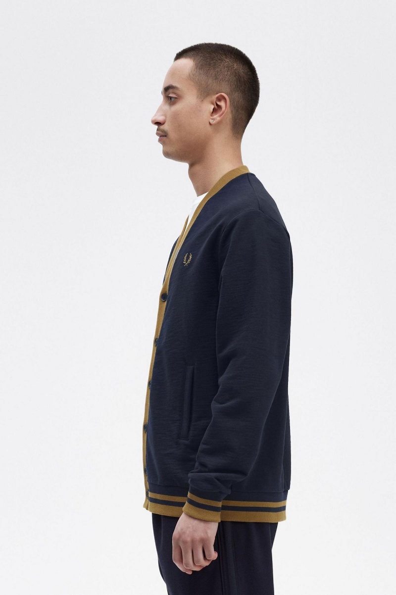 Sweats Fred Perry Button Through Homme Bleu Marine | GFREC29717